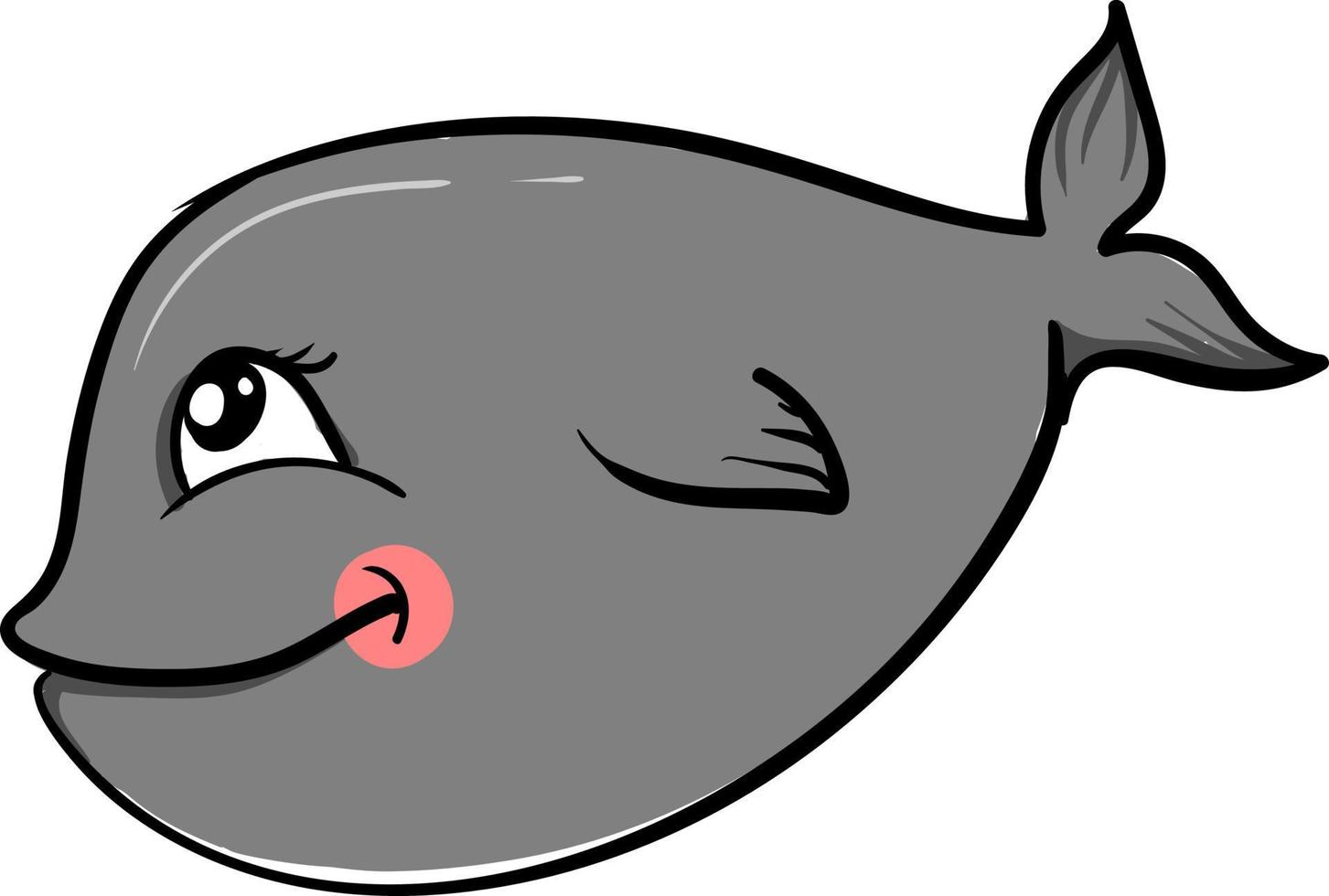 gelukkig grijs vis, illustratie, vector Aan wit achtergrond.