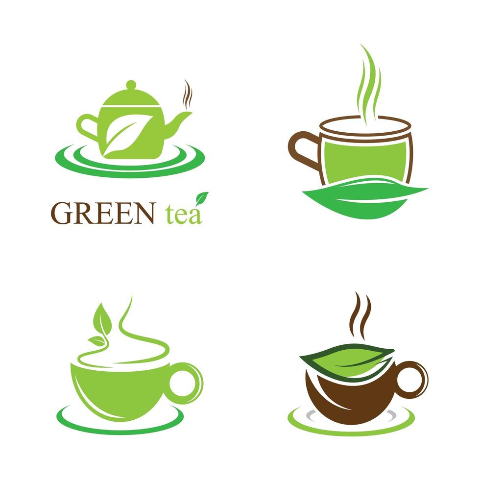 groene thee logo pictogramafbeelding set vector
