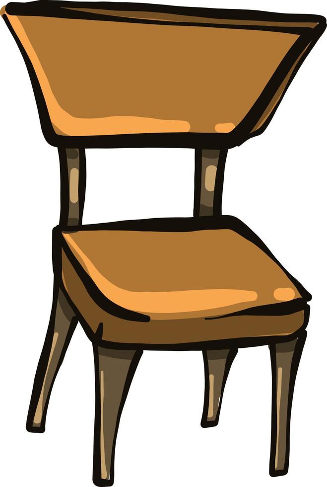 klein houten stoel, illustratie, vector Aan een wit achtergrond.