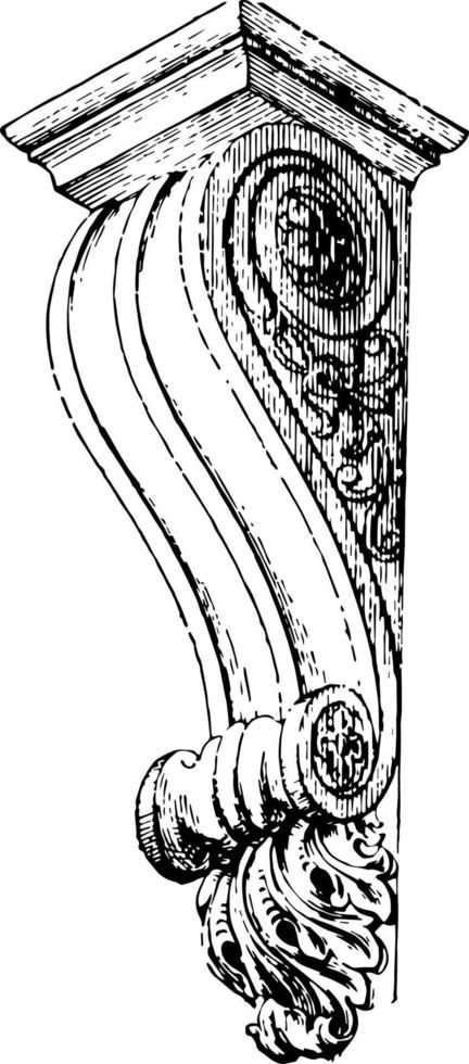 ancone kroonlijst wijnoogst gravure. vector