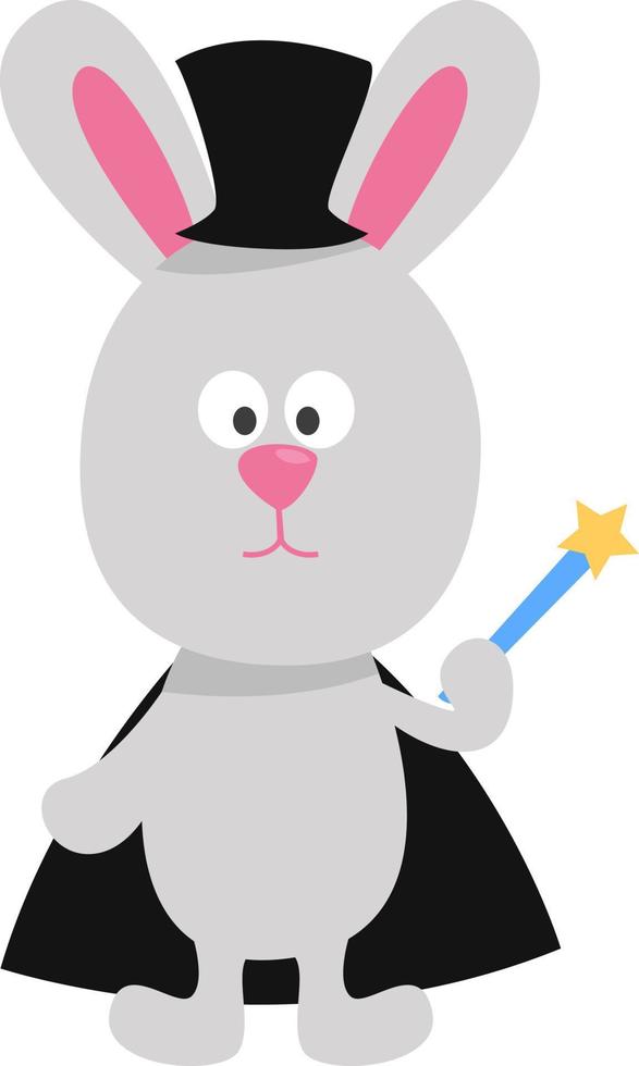 tovenaar konijn, illustratie, vector Aan een wit achtergrond.