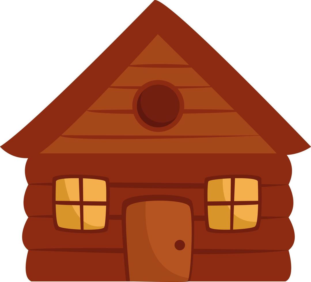 houten land huis, illustratie, vector Aan een wit achtergrond.
