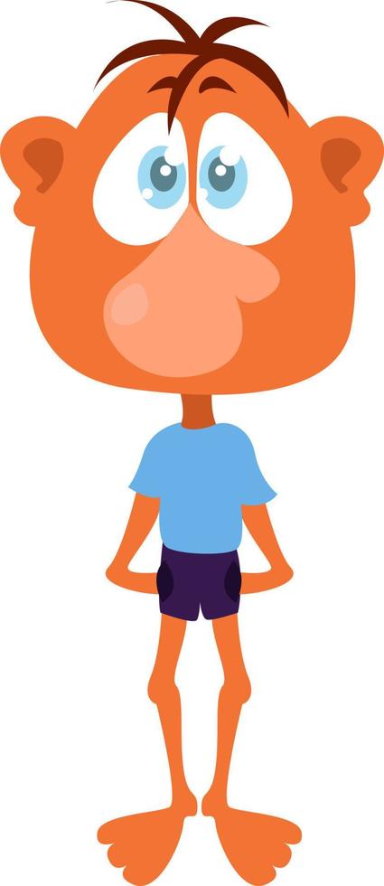 jongen met een groot neus- en voeten, illustratie, vector Aan wit achtergrond
