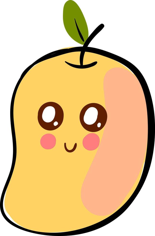 schattig mango, illustratie, vector Aan wit achtergrond.