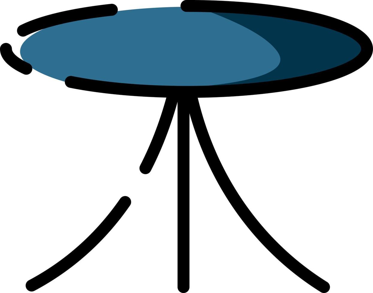 blauw ronde tafel, illustratie, vector Aan een wit achtergrond.