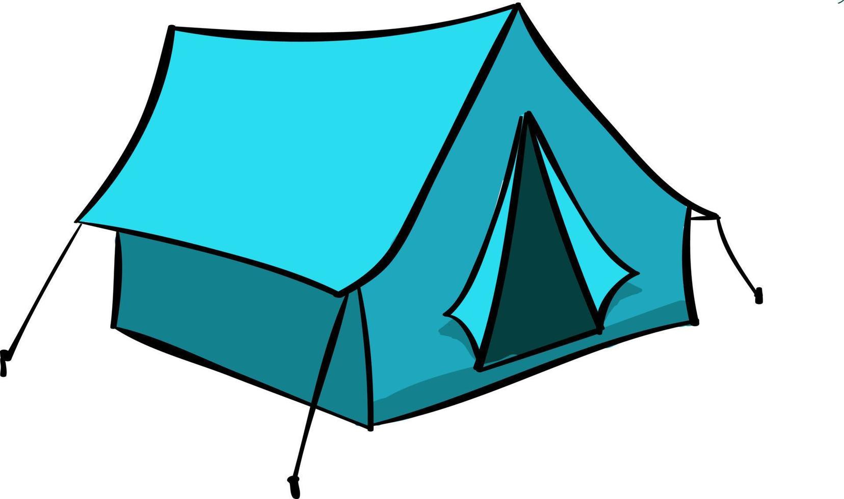 blauw tent, illustratie, vector Aan wit achtergrond.