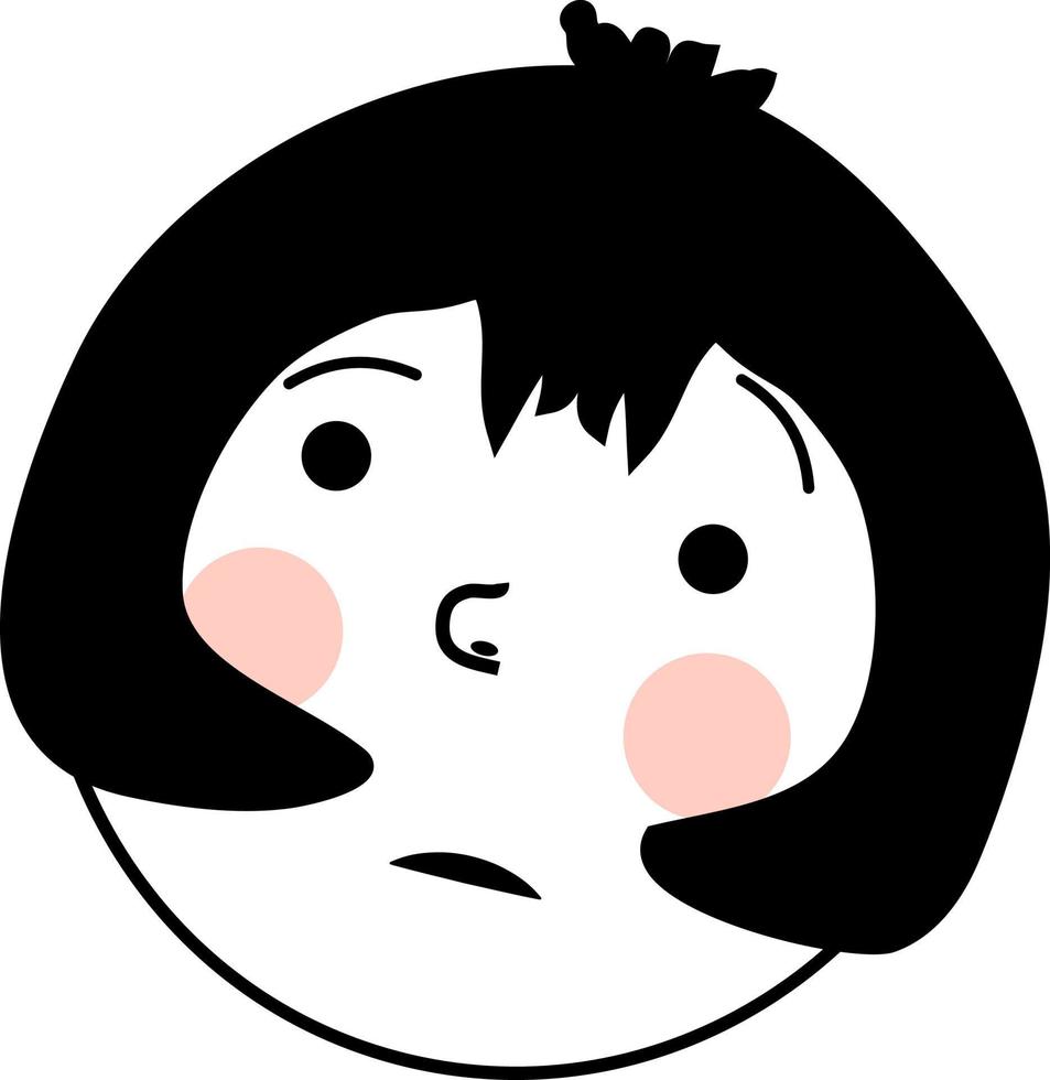 verdrietig meisje met kort zwart haar, illustratie, vector, Aan een wit achtergrond. vector