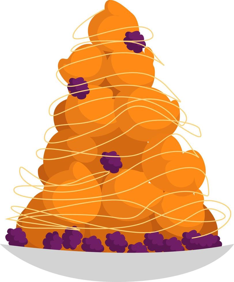 zoet croquembouche, illustratie, vector Aan wit achtergrond