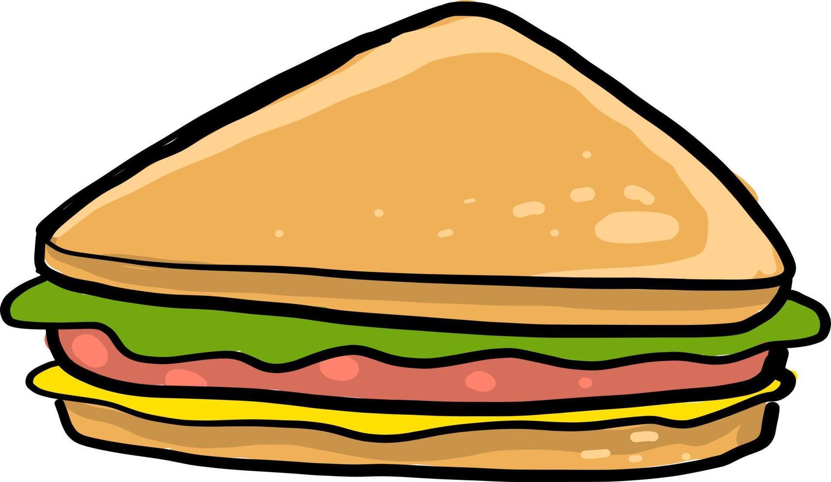 driehoek broodje, illustratie, vector Aan wit achtergrond