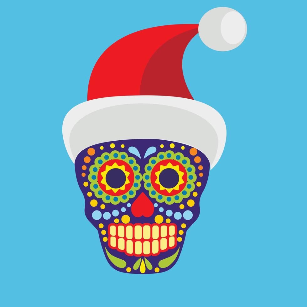 Kerstmis teken met suiker schedel met de kerstman claus hoed, grunge wijnoogst ontwerp t overhemden vector