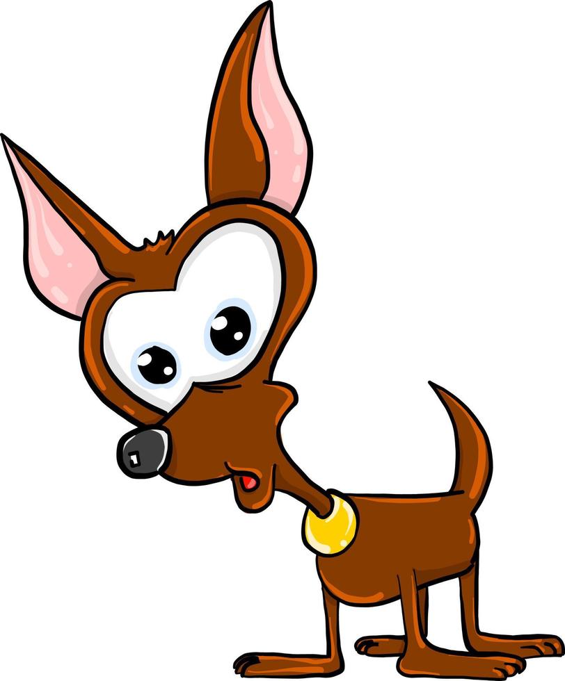 bruin weinig hond, illustratie, vector Aan wit achtergrond
