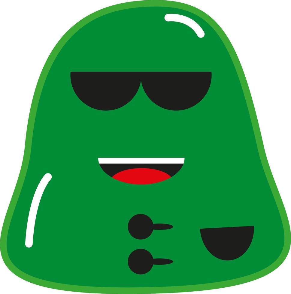 groen monster met bril, illustratie, vector Aan een wit achtergrond.