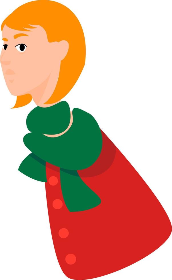 vrouw met groen sjaal, illustratie, vector Aan wit achtergrond.