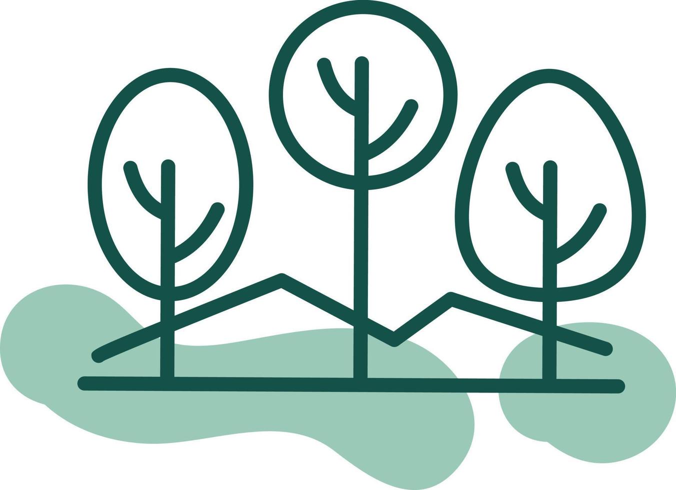 bomen in de bergen, illustratie, vector Aan een wit achtergrond.