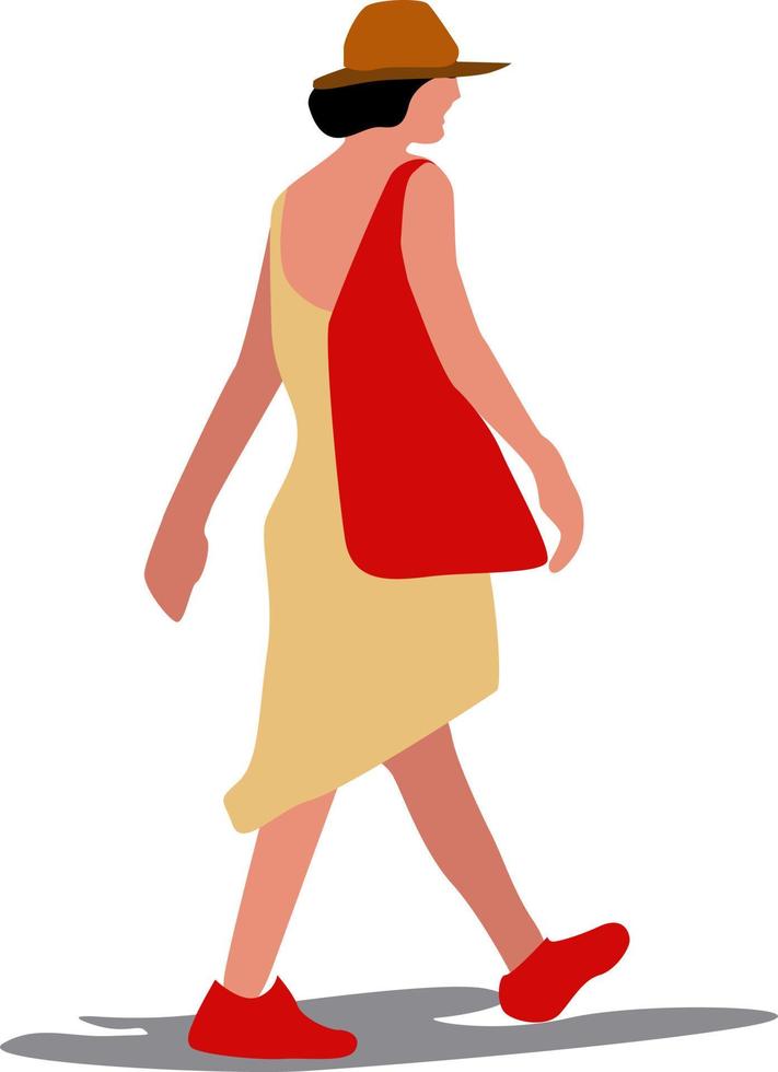vrouw met rood schoenen, illustratie, vector Aan wit achtergrond.