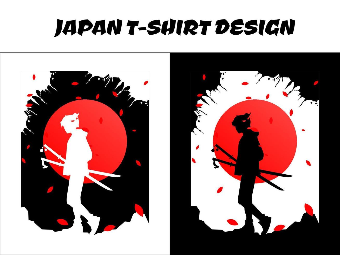 mannetje samurai vector illustratie, Japans t-shirt ontwerp, samurai jongen animatie, silhouet Japan samurai vector voor ontwerp t overhemd concept, silhouet samurai
