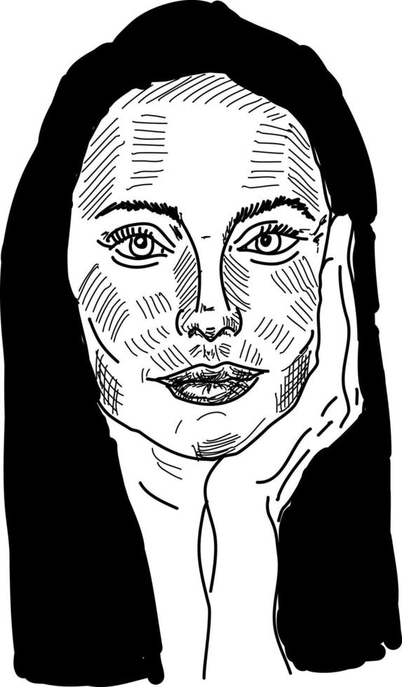 vrouw tekening, illustratie, vector Aan wit achtergrond.