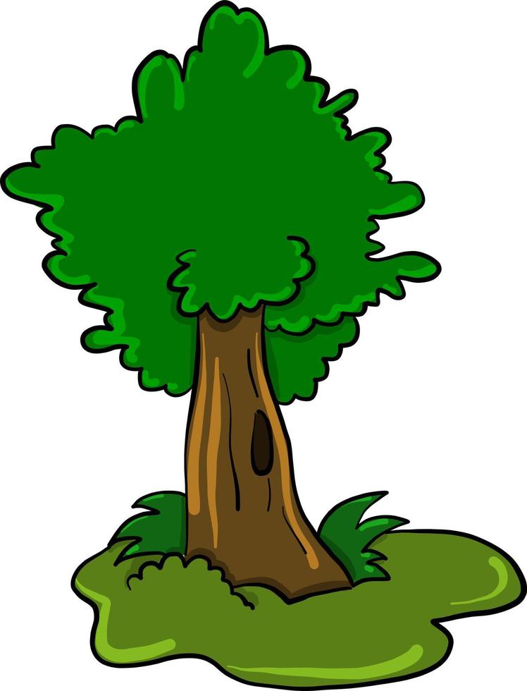 groen boom met gat, illustratie, vector Aan wit achtergrond