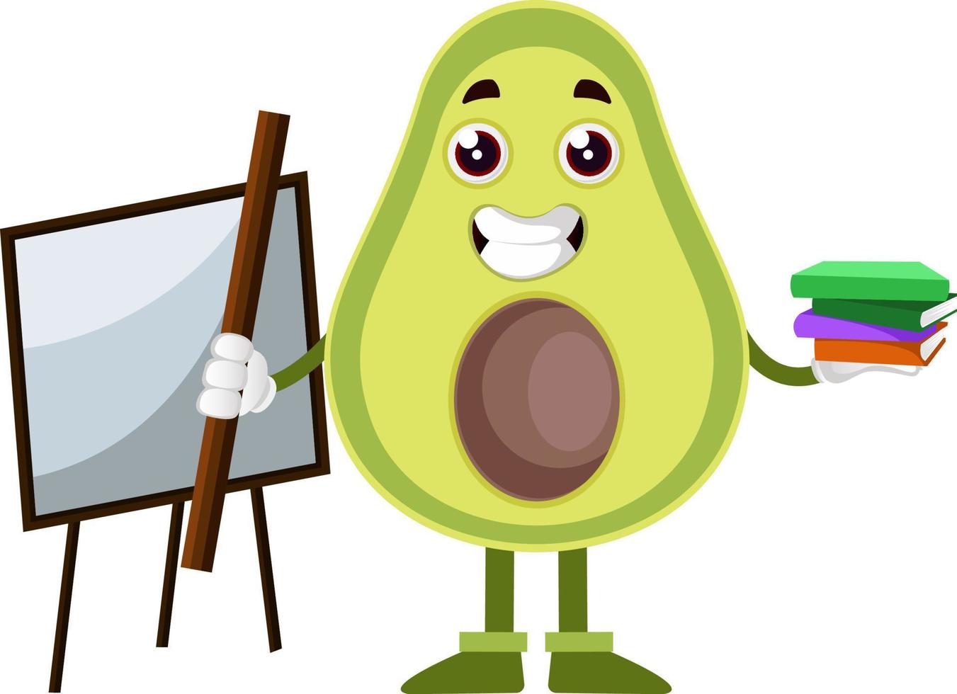 avocado met boeken, illustratie, vector Aan wit achtergrond.