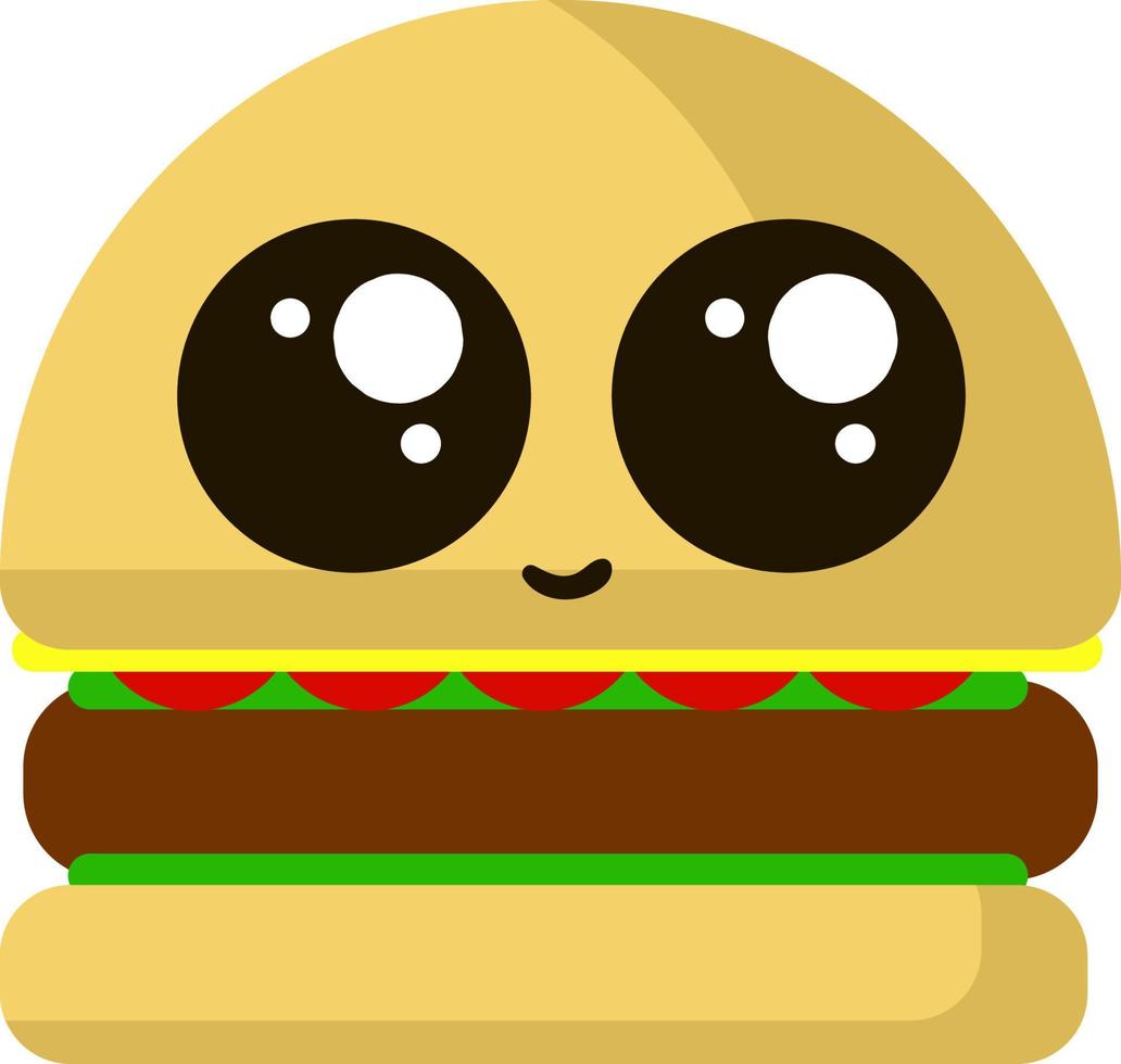 aanbiddelijk Hamburger, illustratie, vector Aan wit achtergrond.