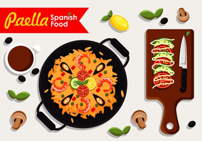 Paella Spaans eten vector