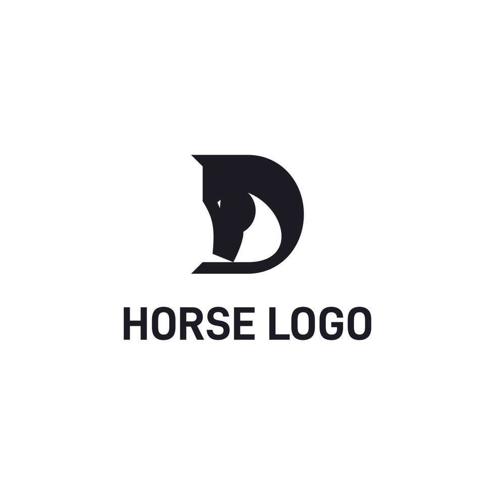 brief d paard logo ontwerp vector