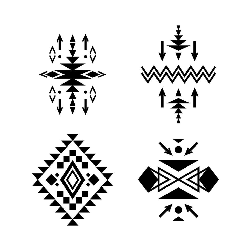 set zwarte etnische geometrische patronen vector