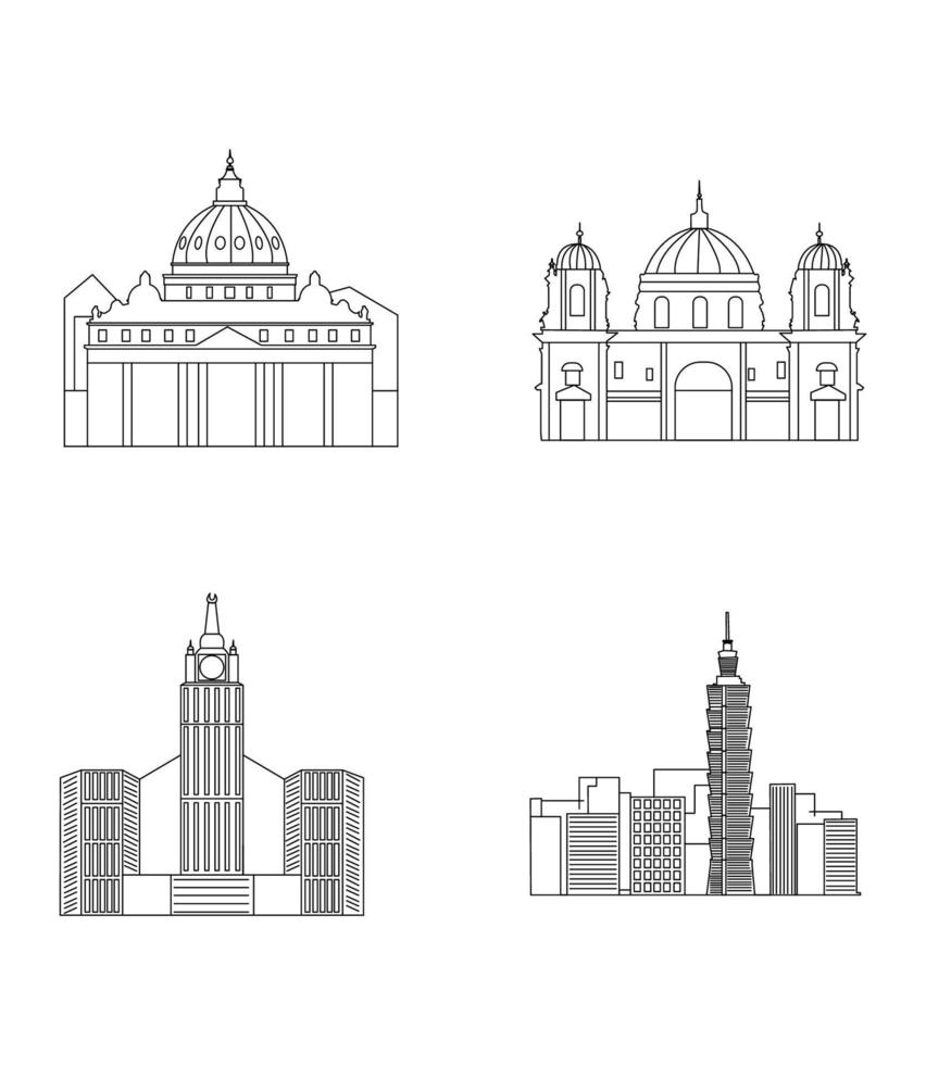 set lineaire skylines van de stad vector