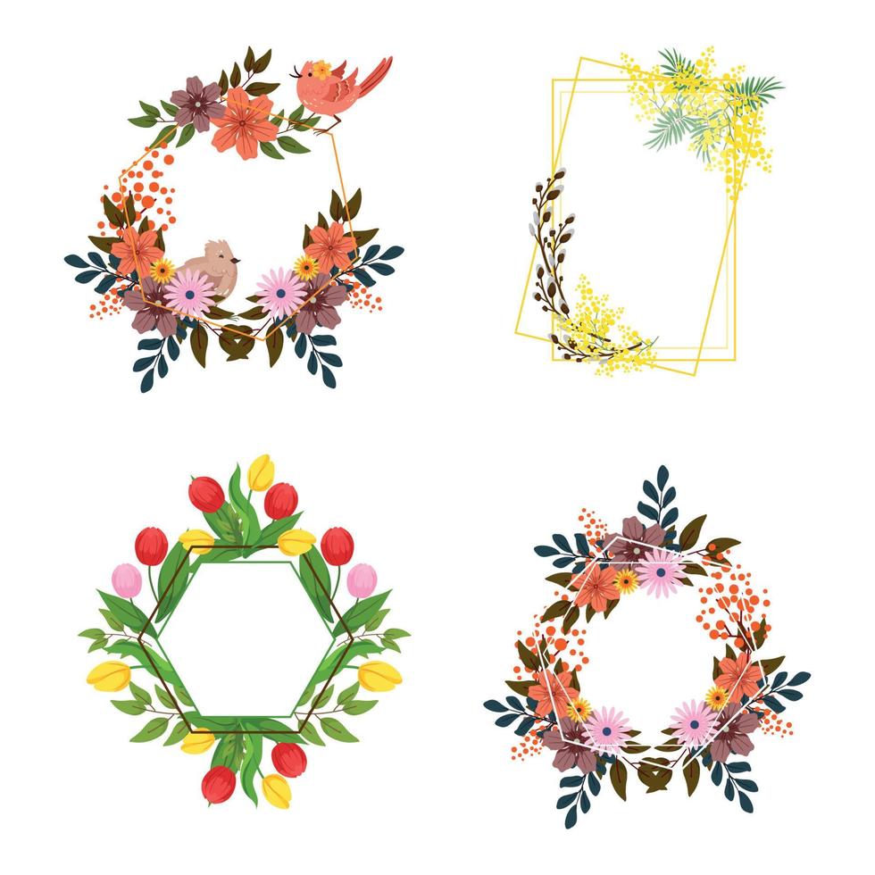 set lijsten met bloemen vector