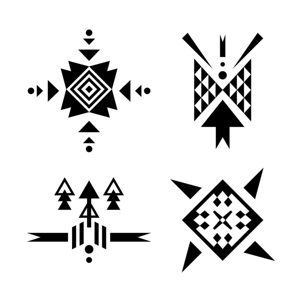 set zwarte etnische geometrische patronen vector