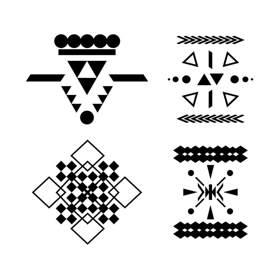 set zwarte etnische geometrische patronen vector