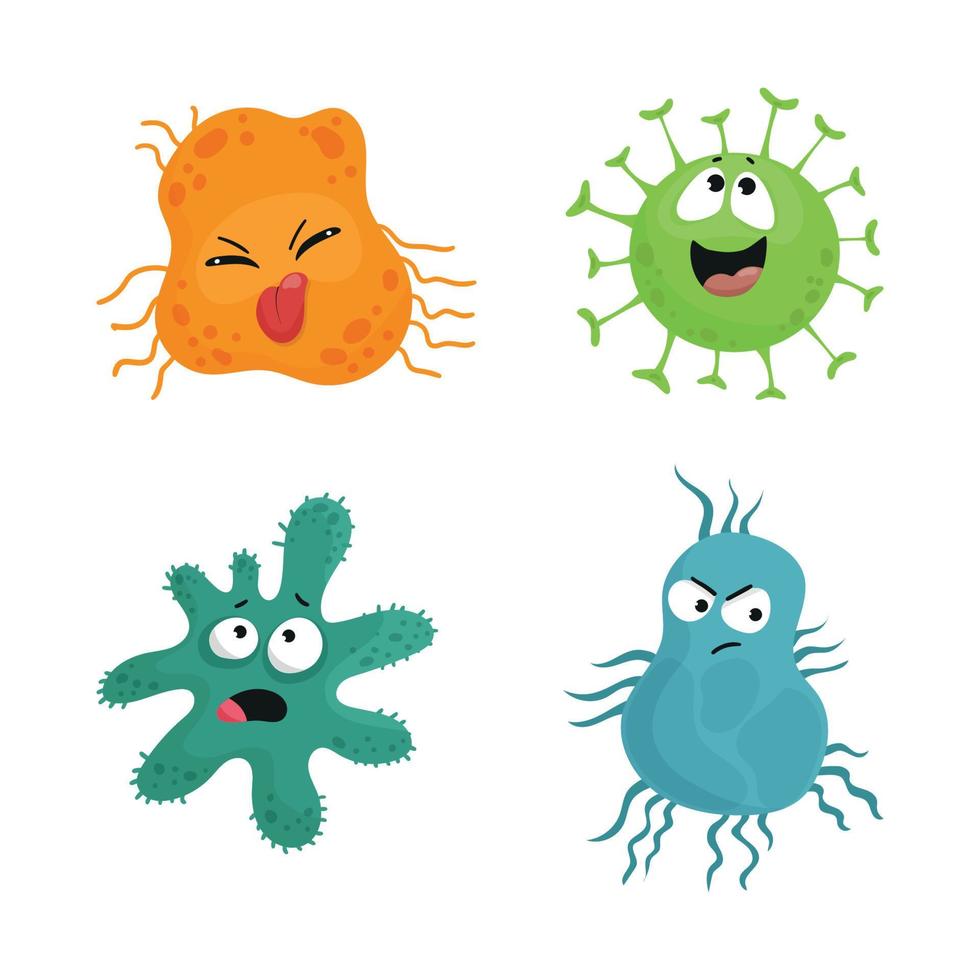 set van bacteriën met emoties vector