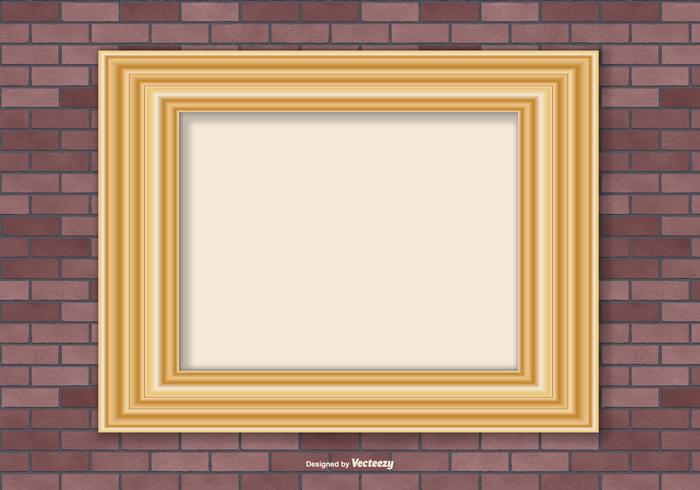Gouden Frame op bakstenen muur Achtergrond vector