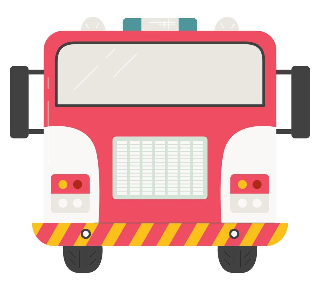 brand motor vrachtauto voorkant visie concept ontwerp. noodgeval onderhoud gemeentelijk vervoer. rood redden voertuig met sirene alarm en water hydrant. dringend bijstand. vlak vector illustratie geïsoleerd Aan wit