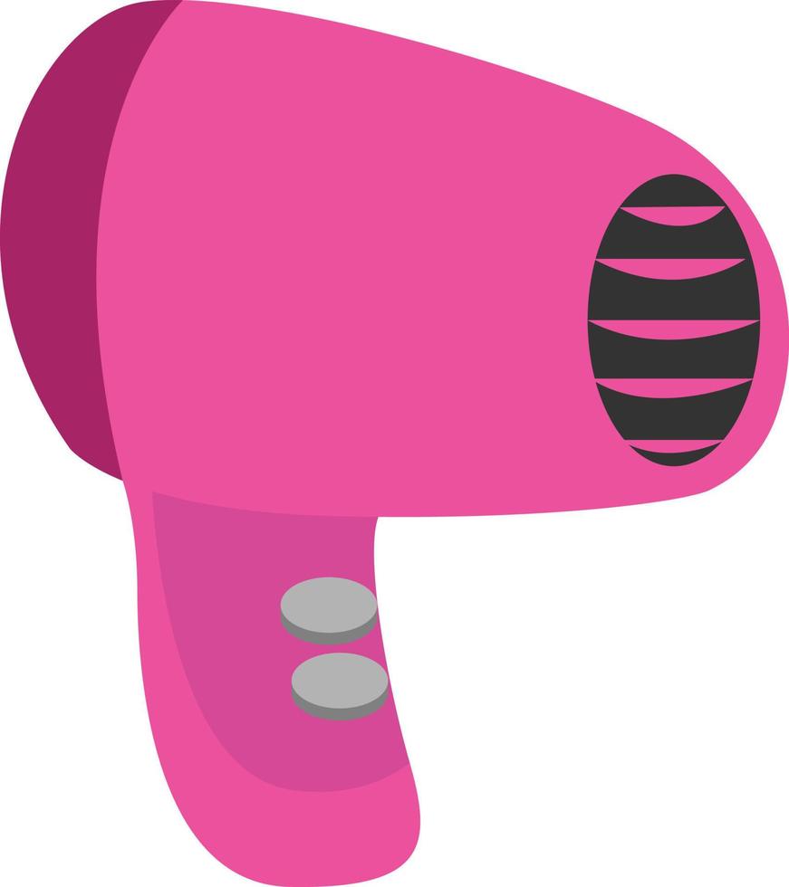 roze haar- droger, illustratie, vector Aan wit achtergrond.