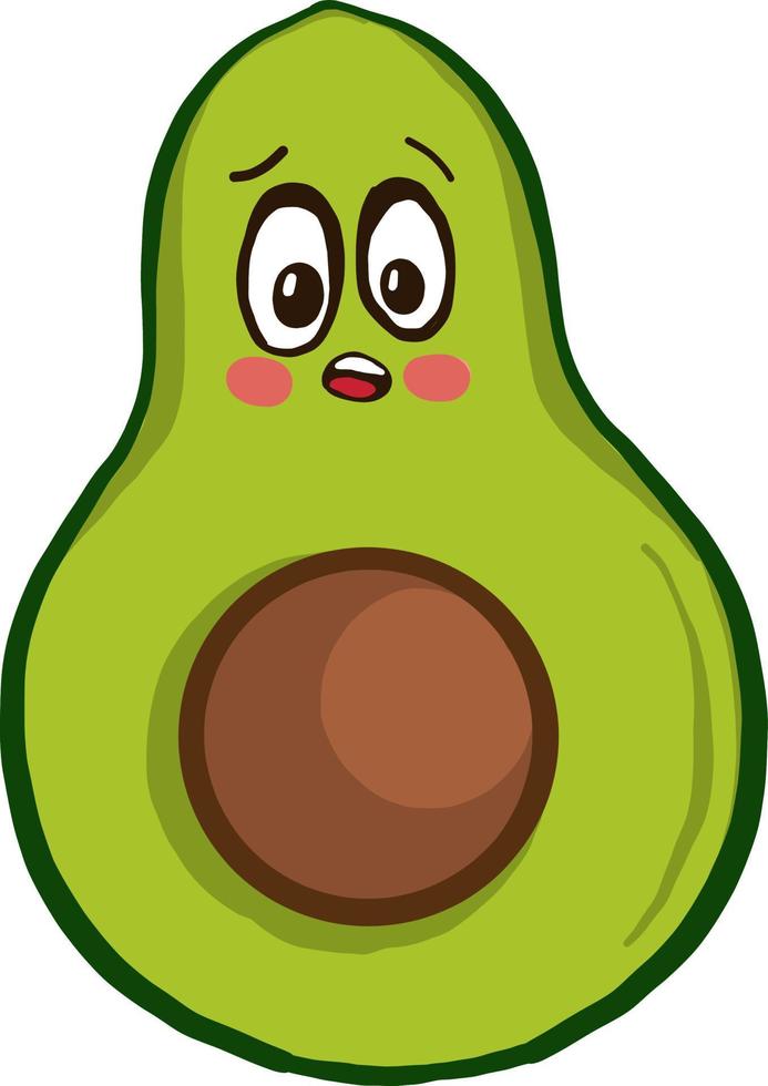 bang weinig groen avocado, illustratie, vector Aan wit achtergrond.