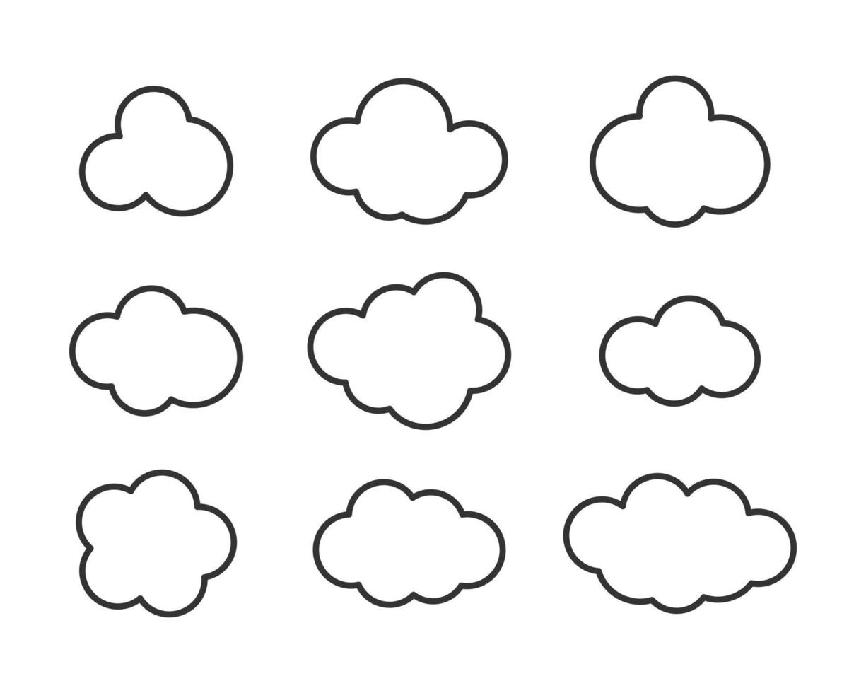 lucht wolken vector silhouet. wolk icoon set.