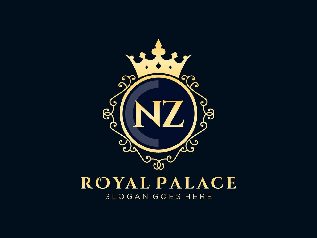 brief nz antiek Koninklijk luxe Victoriaans logo met sier- kader. vector