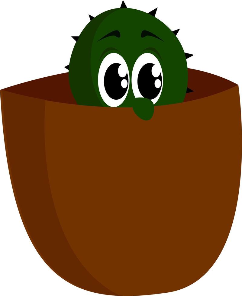 baby cactus in pot, illustratie, vector Aan wit achtergrond.