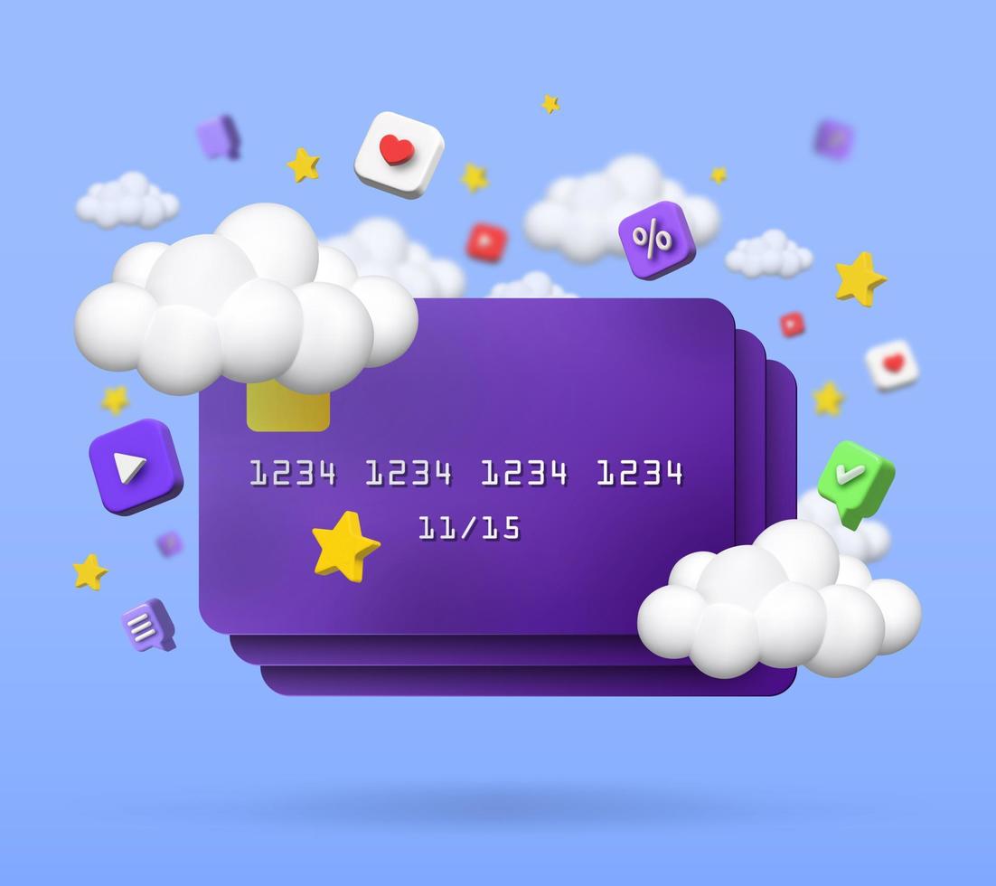 online betalingen concept, vector 3d illustratie. inkoop toepassing producten en Diensten over- de internetten. online bankieren.
