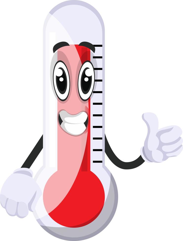 thermometer is OK, illustratie, vector Aan wit achtergrond.