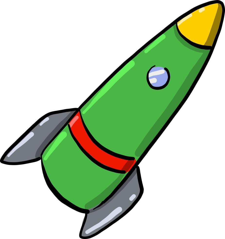 groen ruimte raket, illustratie, vector Aan wit achtergrond