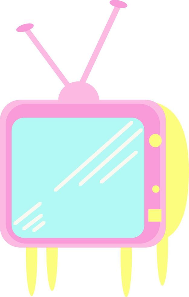 geel TV, illustratie, vector Aan wit achtergrond.