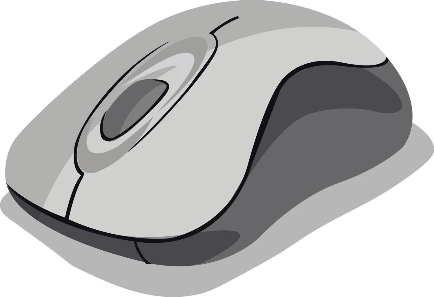 grijs computer muis, illustratie, vector Aan wit achtergrond