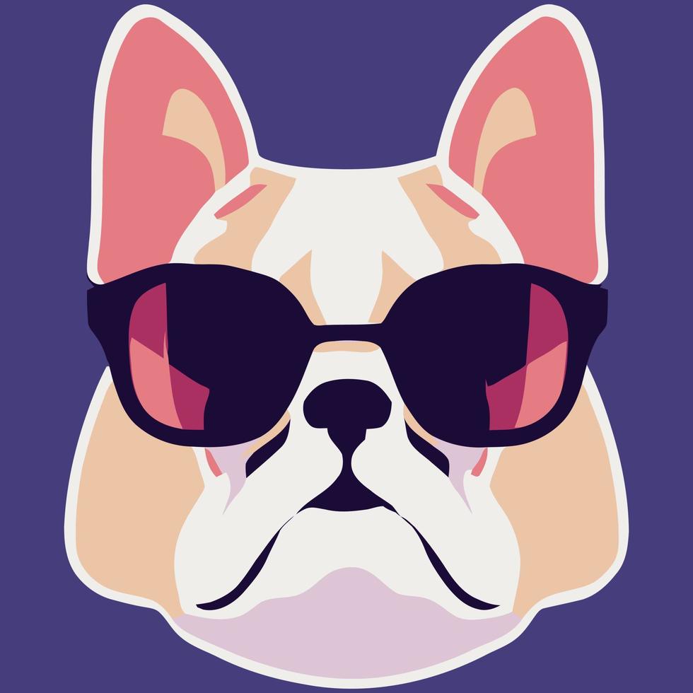 illustratie vector grafisch van dik Frans bulldog vervelend zonnebril geïsoleerd mooi zo voor logo, icoon, mascotte, afdrukken of aanpassen uw ontwerp