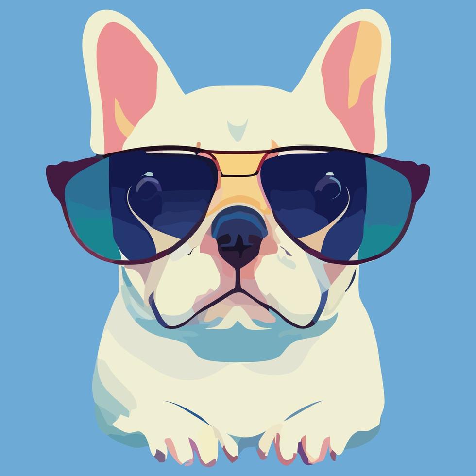 illustratie vector grafisch van Frans bulldog vervelend zonnebril