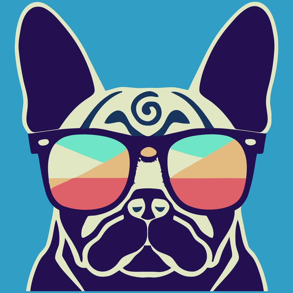 illustratie vector grafisch van kleurrijk Frans bulldog vervelend zonnebril geïsoleerd mooi zo voor logo, icoon, mascotte, afdrukken of aanpassen uw ontwerp