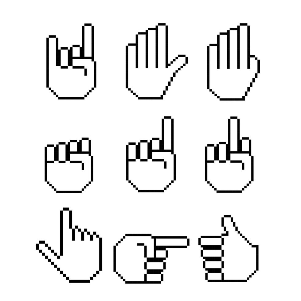 pixel kunst handen vector voorwerp reeks