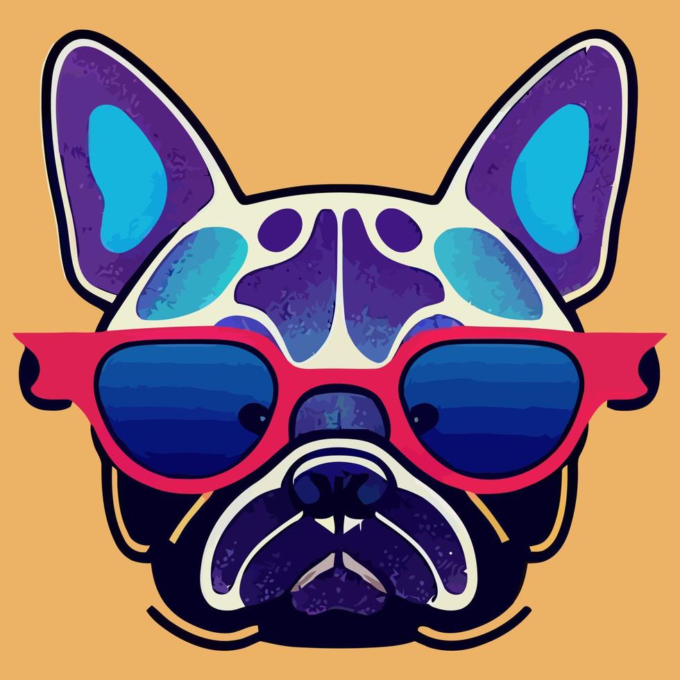 illustratie vector grafisch van kleurrijk Frans bulldog vervelend zonnebril geïsoleerd mooi zo voor logo, icoon, mascotte, afdrukken of aanpassen uw ontwerp