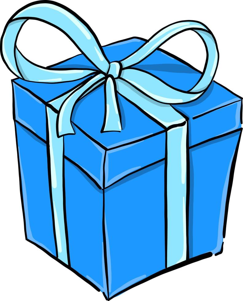 blauw verjaardag Cadeau, illustratie, vector Aan wit achtergrond